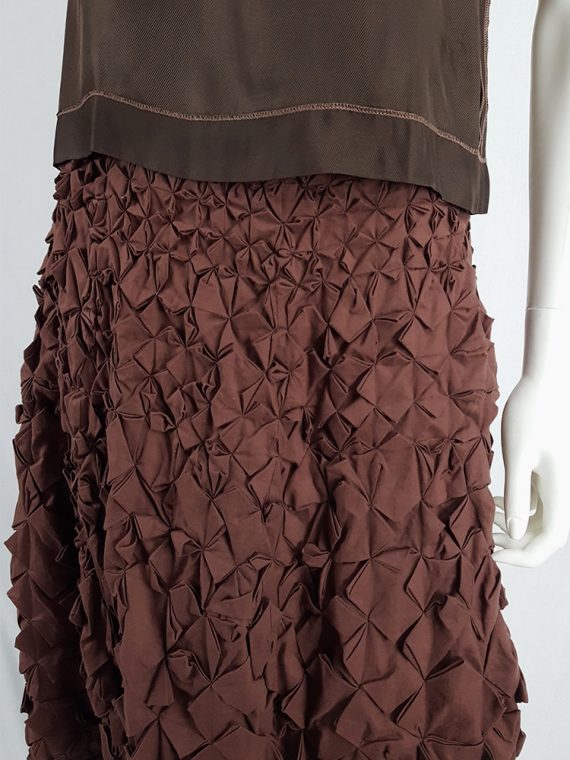 vintage Issey Miyake brown skirt with origami flowers 125031