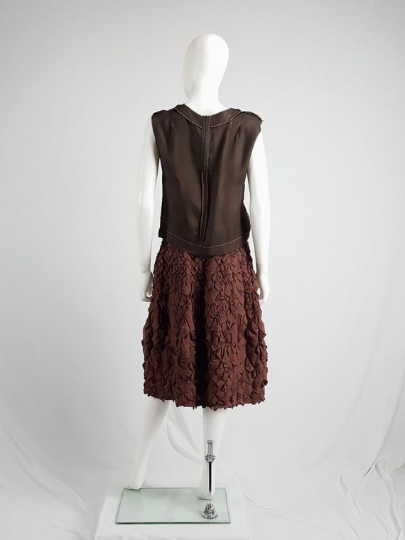 vintage Issey Miyake brown skirt with origami flowers 125139