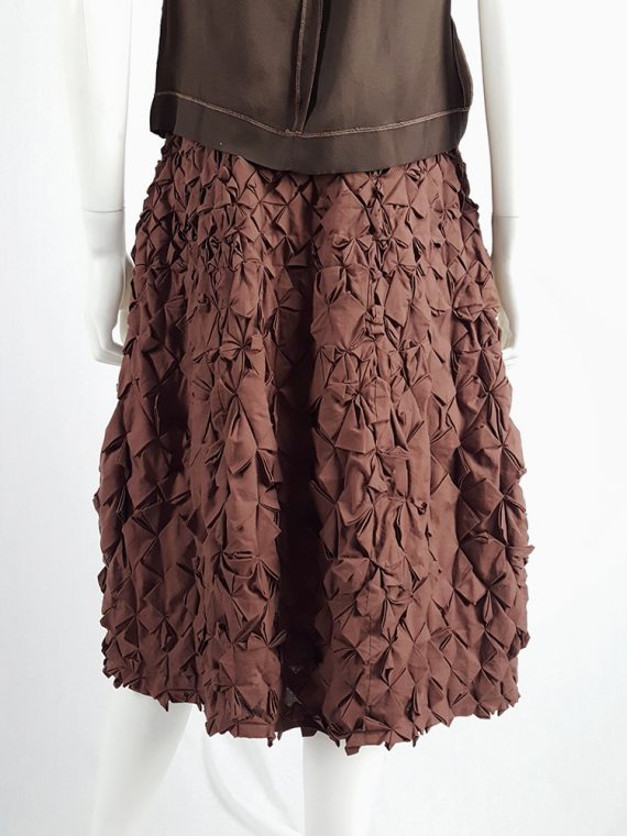vintage Issey Miyake brown skirt with origami flowers 125149