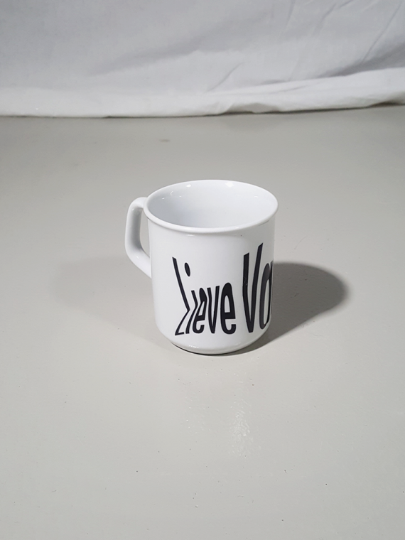 vintage Lieve Van Gorp white coffee mug with distorted logo 174300