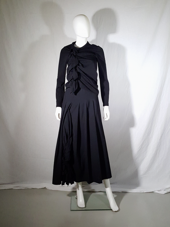 vintage Comme des Garcons black gathered top with ruffle detail fall 2011 191111(0)