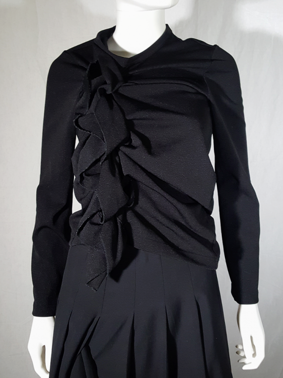vintage Comme des Garcons black gathered top with ruffle detail fall 2011 191157