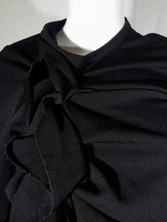 vintage Comme des Garcons black gathered top with ruffle detail fall 2011 191217