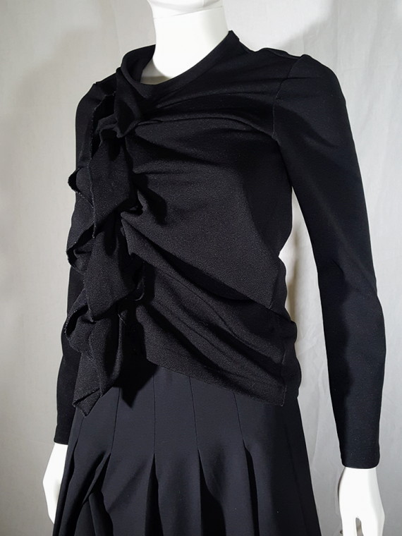 vintage Comme des Garcons black gathered top with ruffle detail fall 2011 191234