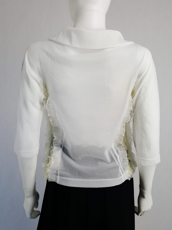 vintage Comme des Garcons white printed top with frilled side detail fall 2005 122108