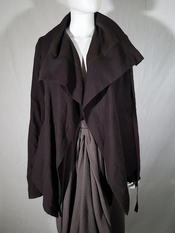 vintage Rick Owens brown cowl neck jacket with front strap 194004