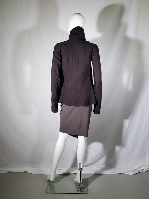 vintage Rick Owens brown cowl neck jacket with front strap 194417