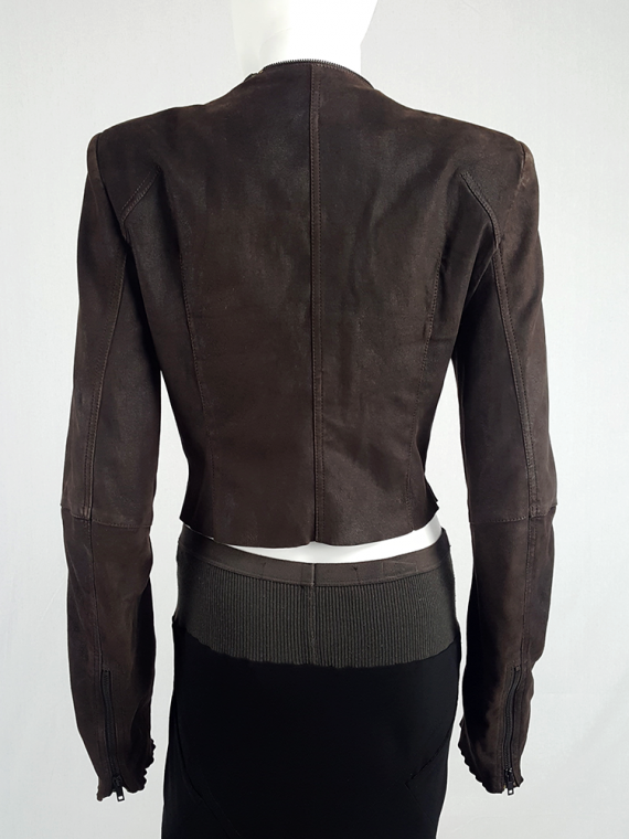 Haider Ackermann brown leather jacket with curved zipper spring 2009 132838