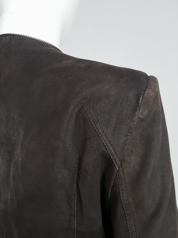 Haider Ackermann brown leather jacket with curved zipper spring 2009 132928