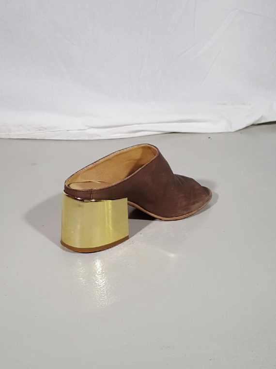 vintage Maison Martin Margiela MM6 brown mules with gold block heel spring 2017 182230(0)