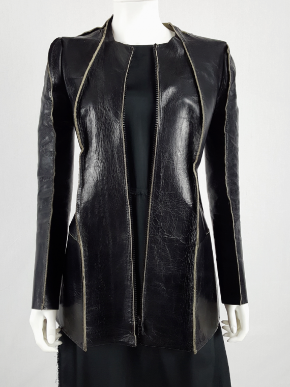 vintage Maison Martin Margiela black leather flat jacket spring 1998 201139