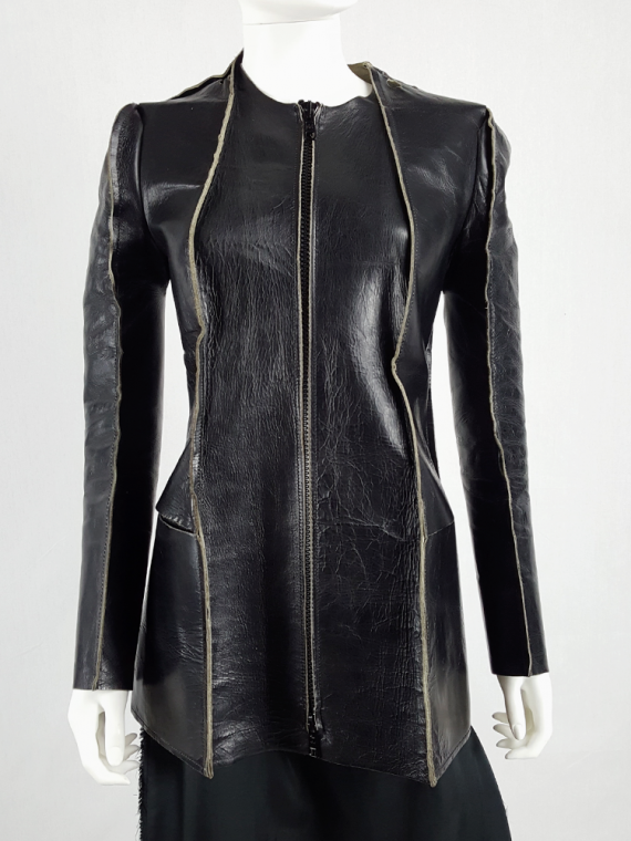 vintage Maison Martin Margiela black leather flat jacket spring 1998 201222