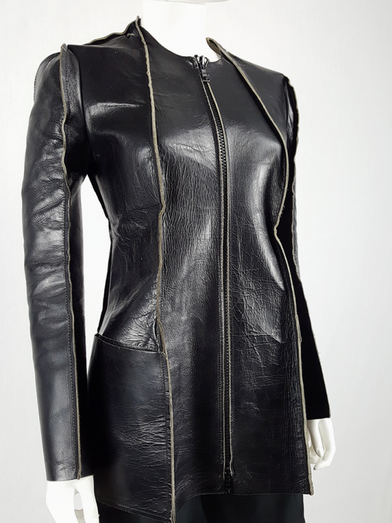 vintage Maison Martin Margiela black leather flat jacket spring 1998 201234