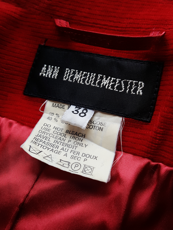 vintage Ann Demeulemeester red velvet asymmetric blazer fall 1996 130