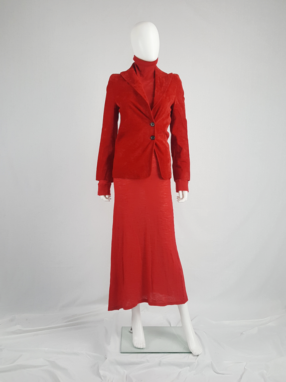vintage Ann Demeulemeester red velvet asymmetric blazer fall 1996 549