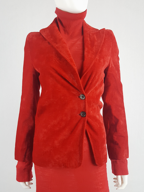 vintage Ann Demeulemeester red velvet asymmetric blazer fall 1996 608
