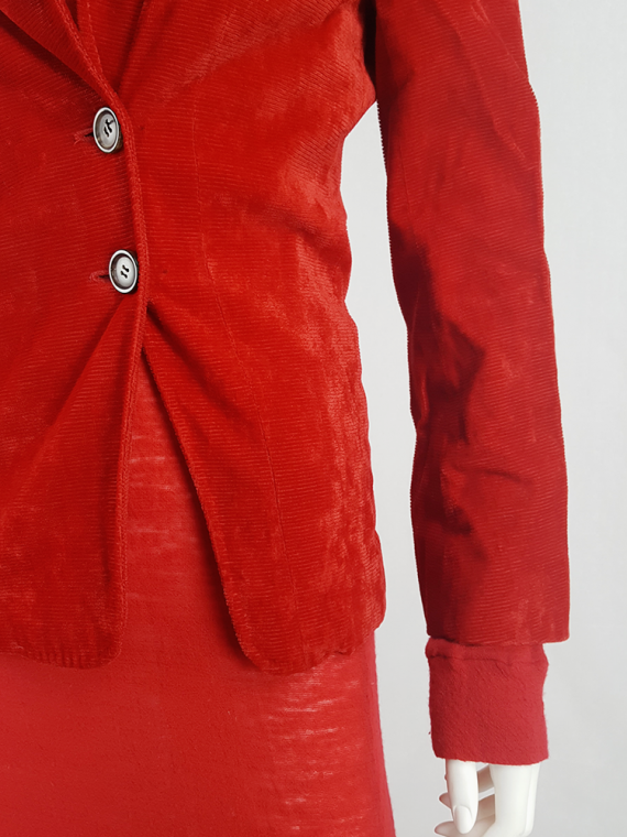 vintage Ann Demeulemeester red velvet asymmetric blazer fall 1996 621
