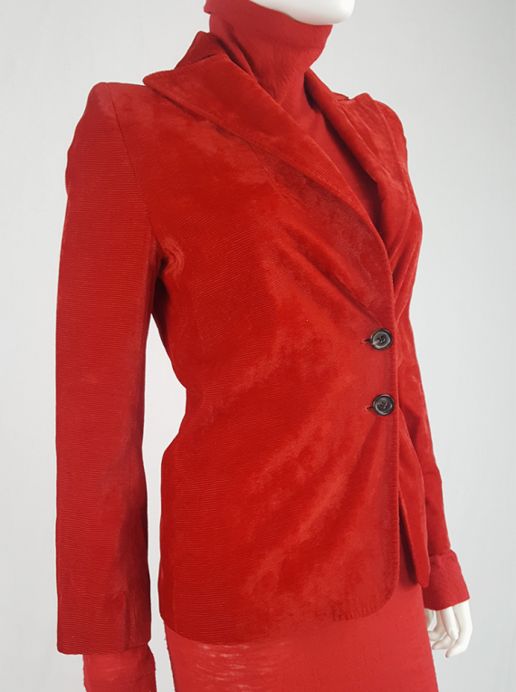 vintage Ann Demeulemeester red velvet asymmetric blazer fall 1996 631