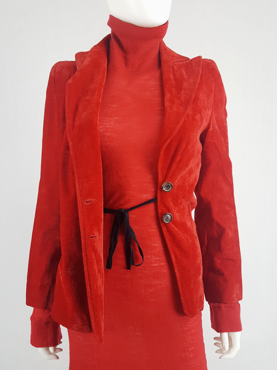 vintage Ann Demeulemeester red velvet asymmetric blazer fall 1996 655