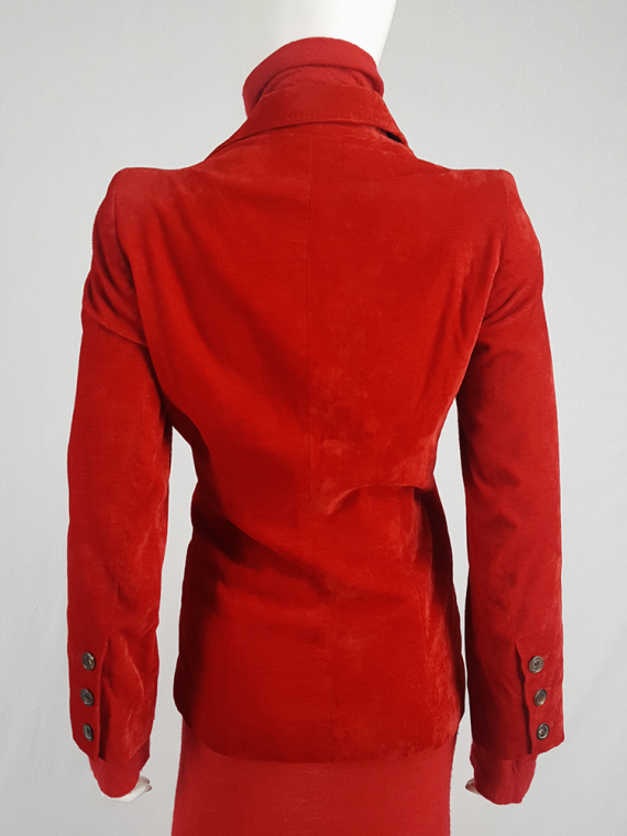vintage Ann Demeulemeester red velvet asymmetric blazer fall 1996 931(0)