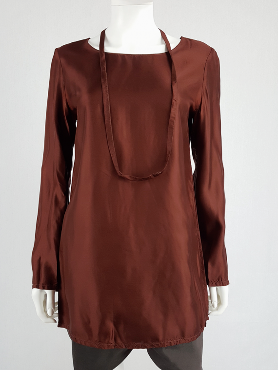 vintage Maison Martin Margiela burgundy top with attached necklace fall 1999 111630