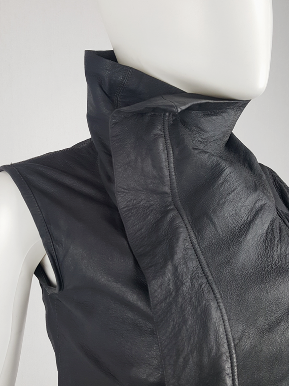 vintage Rick Owens grey leather sleeveless biker jacket 150321(0)