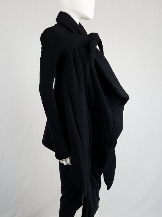 vintage Rick Owens lilies black padded coat with front drape 113607(0)