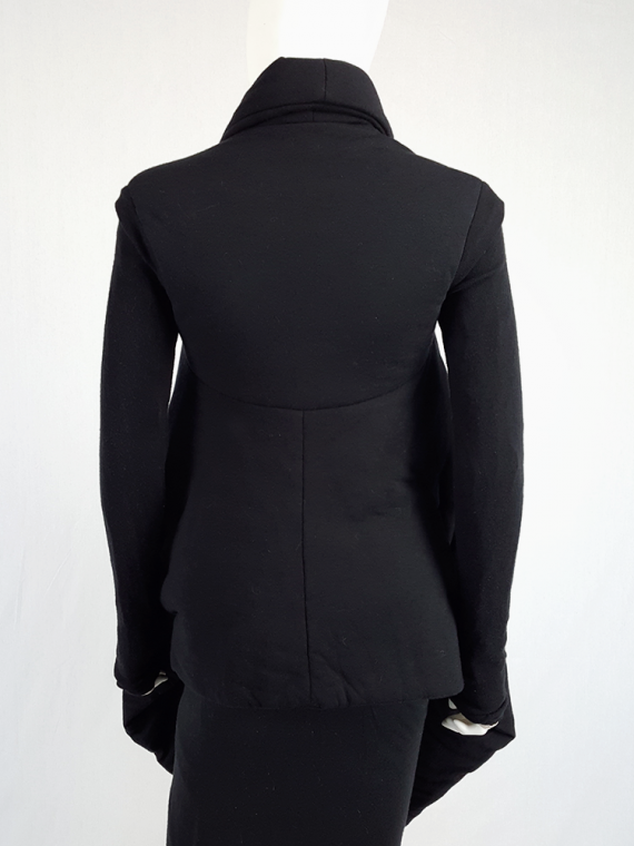 vintage Rick Owens lilies black padded coat with front drape 113821