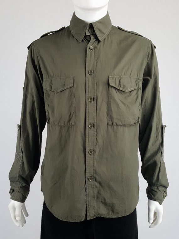 vintage Ys for men Yohji Yamamoto green shirt with detachable collar 125111