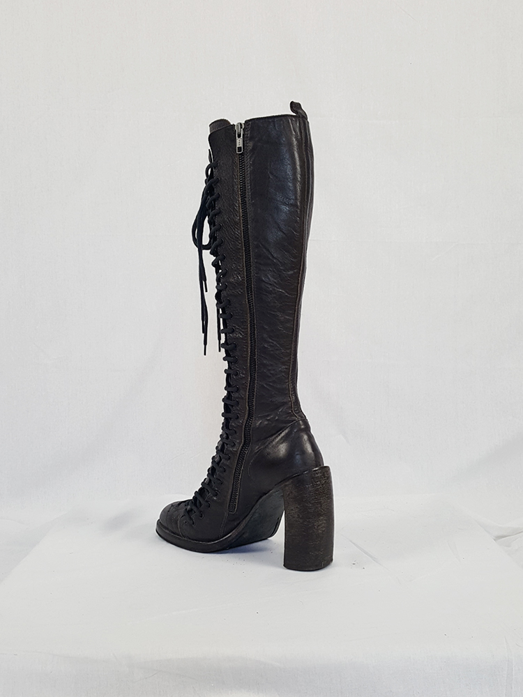 Ann Demeulemeester brown triple lace boots (39) — fall 2008 - V A N II ...
