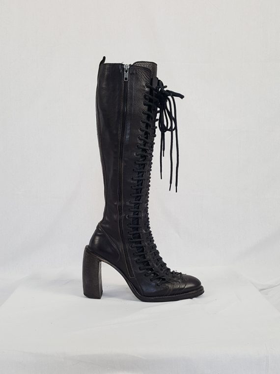 vintage Ann Demeulemeester brown triple lace boots fall 2008120607