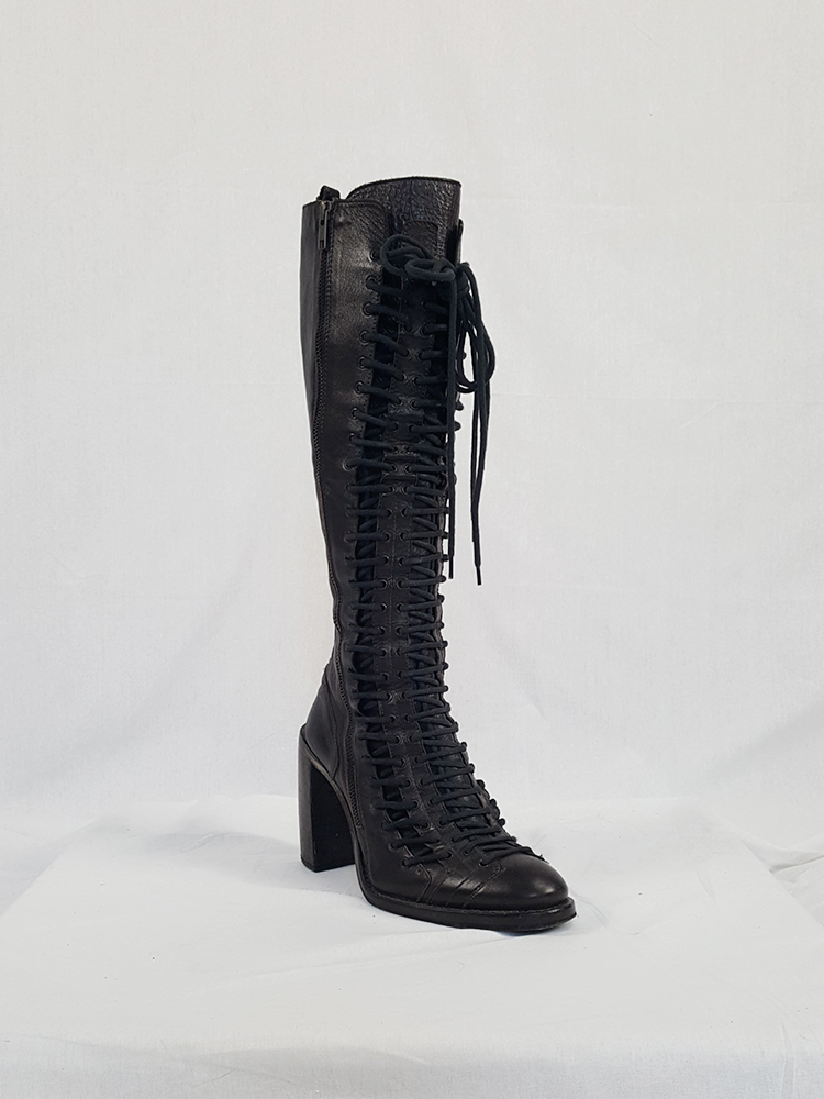 Ann Demeulemeester brown triple lace boots (39) — fall 2008 - V A N II ...