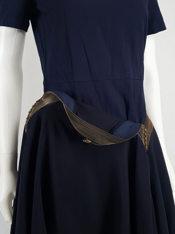 vintage Junya Watanabe blue asymmetric skirt with multi zipper waist spring 2005 112029