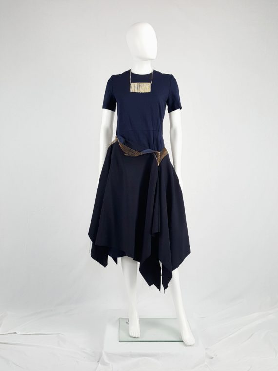 vintage Junya Watanabe blue asymmetric skirt with multi zipper waist spring 2005 vaniitas