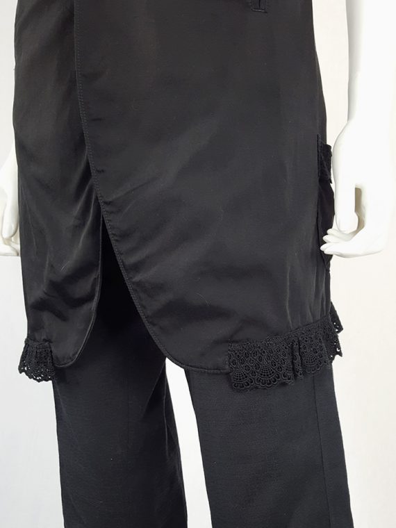vintage Ys Yohji Yamamoto black long vest with lace trimmings 113141