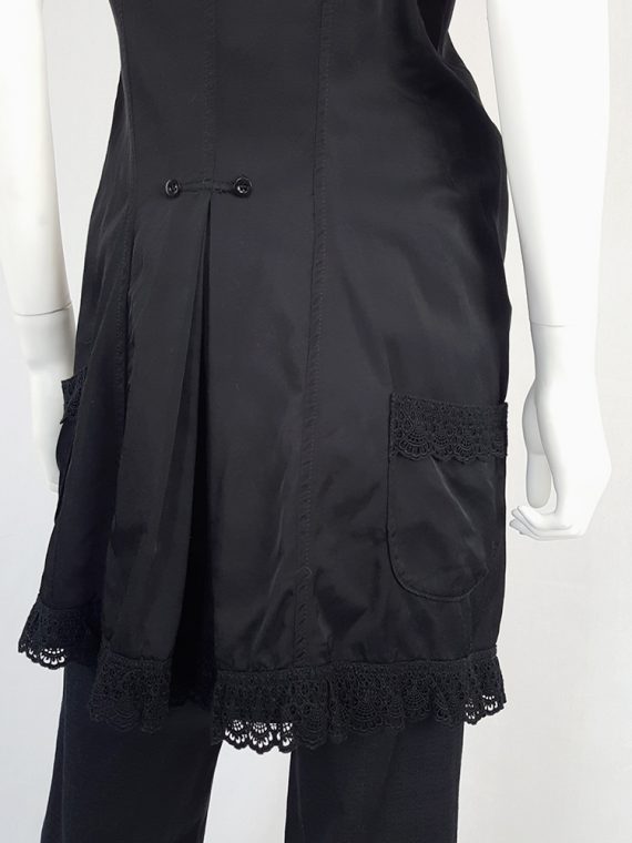 vintage Ys Yohji Yamamoto black long vest with lace trimmings 113514(0)