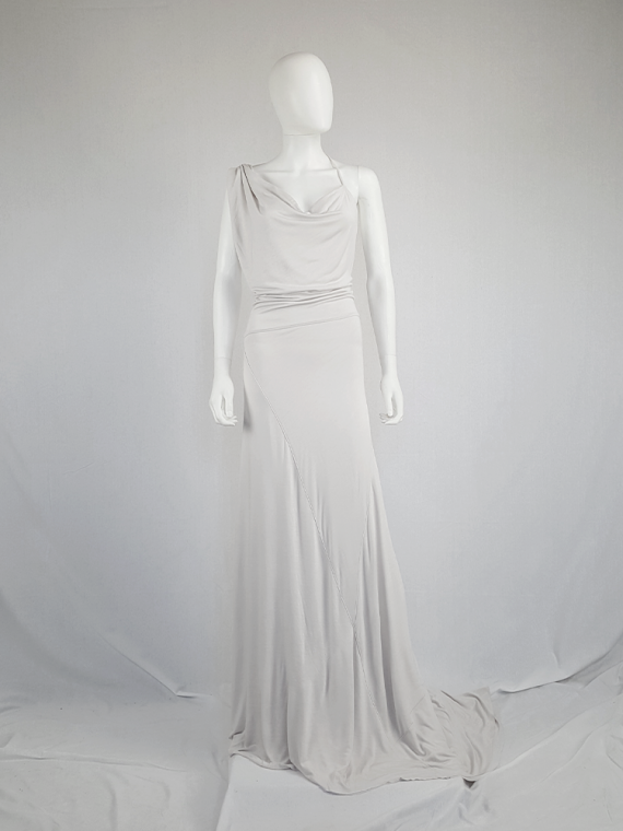 vintage AF Vandevorst white maxi dress with asymmetric open back spring 2011 114534