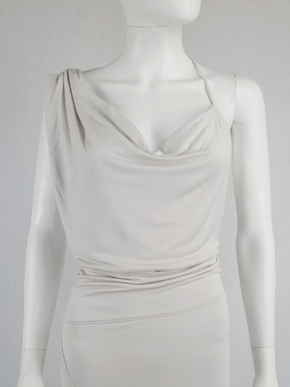 vintage AF Vandevorst white maxi dress with asymmetric open back spring 2011 114556