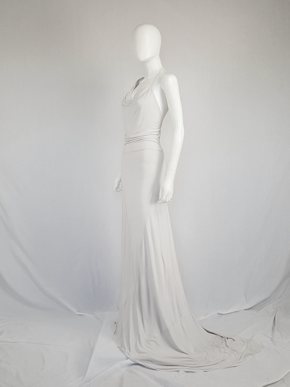 vintage AF Vandevorst white maxi dress with asymmetric open back spring 2011 114715