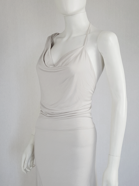 vintage AF Vandevorst white maxi dress with asymmetric open back spring 2011 114801(0)