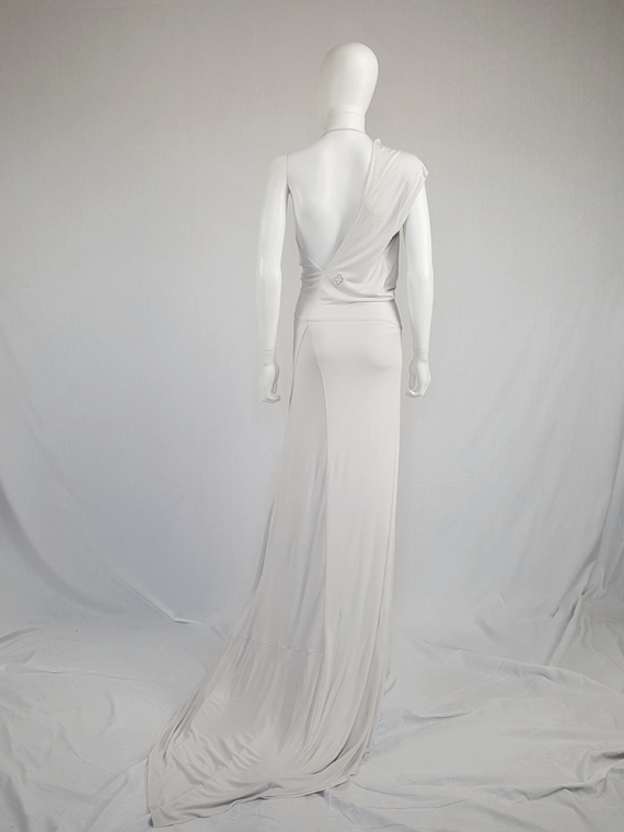 vintage AF Vandevorst white maxi dress with asymmetric open back spring 2011 114950