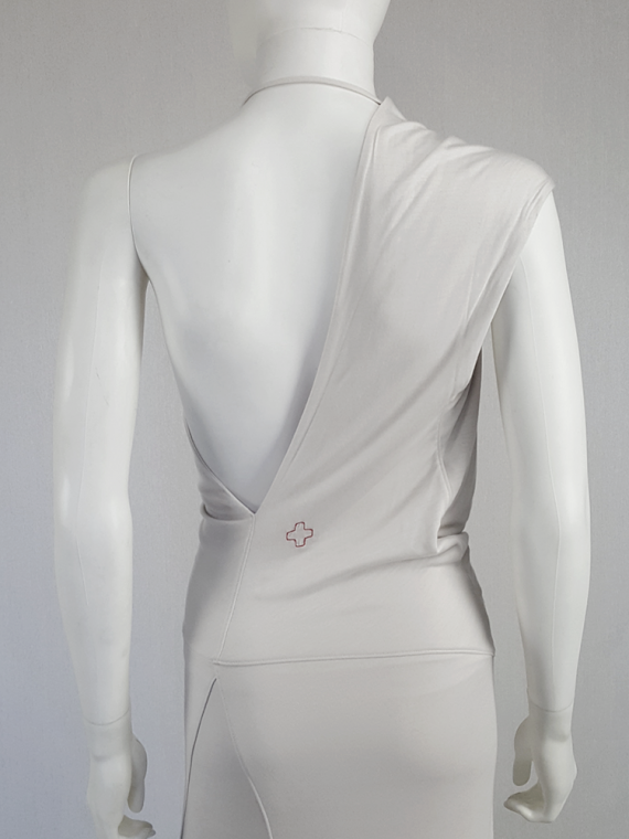vintage AF Vandevorst white maxi dress with asymmetric open back spring 2011 115049
