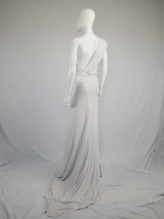 vintage AF Vandevorst white maxi dress with asymmetric open back spring 2011 115221