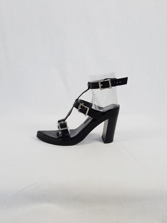 vintage Ann Demeulemeester black crossed buckle sandals spring 2003 size 37 433