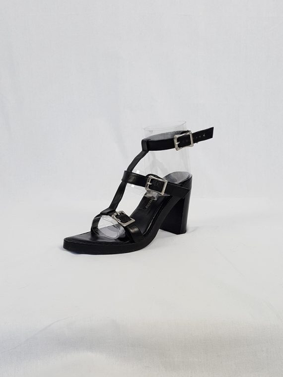 vintage Ann Demeulemeester black crossed buckle sandals spring 2003 size 37 4353