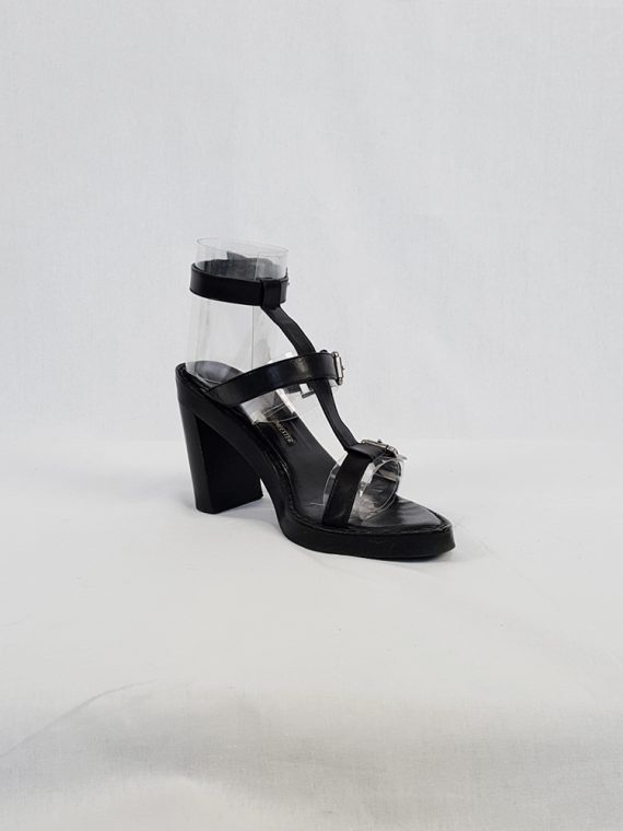 vintage Ann Demeulemeester black crossed buckle sandals spring 2003 size 37 4419