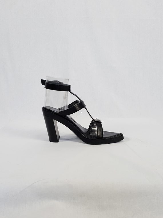 vintage Ann Demeulemeester black crossed buckle sandals spring 2003 size 37 4430