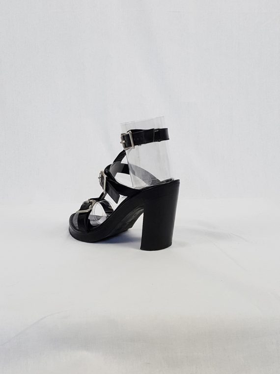 vintage Ann Demeulemeester black crossed buckle sandals spring 2003 size 37 4459