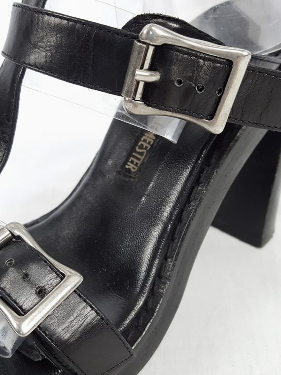 vintage Ann Demeulemeester black crossed buckle sandals spring 2003 size 37 452