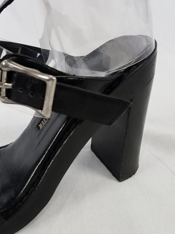 vintage Ann Demeulemeester black crossed buckle sandals spring 2003 size 37 4550